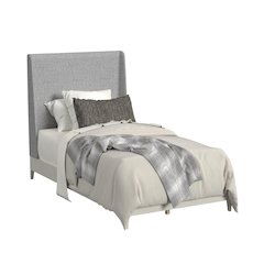 Clare Twin UPH Bed with Grey Fabric in Almond