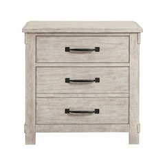 2-Drawer Nightstand with USB Ports, Farmhouse Bedside Table for Bedroom,White