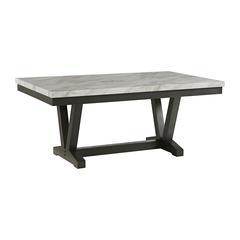 Eve Dining Table w/ White Faux Marble Top in Charcoal