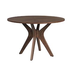 Veronica 5PC Dining Set in Walnut-Round Table and Four Orange Fabric Chairs