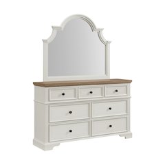 Ulysses Youth Dresser and Mirror Set in Brown and White
