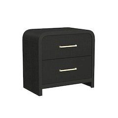 Ridgemont 2-Drawer Nightstand with USB in Black with Grain