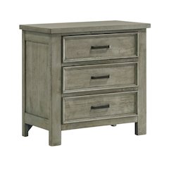 Drift Grey Nightstand with 3 Drawers and Transitional Style