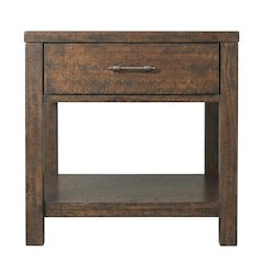 Transitional End Table with Drawer, Wood Accent Side Table for Living Room,Brown