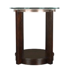 Glam End Table with Glass Top, Modern Accent Side Table for Living Room,Brown