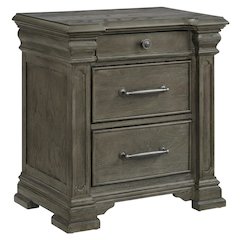 Grey 3-Drawer Nightstand with Sliding Top and Modern Style