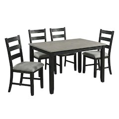 Farmhouse 5-Piece Dining Set, Polyester Upholstered Chairs for Dining Room