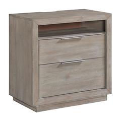 Cadia  2-Drawer Nightstand with USB in Grey