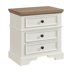 Ulysses Youth 3-Drawer Nightstand in Brown and White