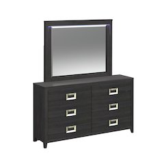 Tobias Dresser and Mirror Set with LED in Black
