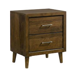 Walnut Nightstand in Mid-Century Modern Style with 2 Drawers
