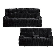 Admiral 2PC Living Room Set in Masis Black-Sofa & Loveseat