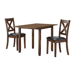 Alex 3PC Dining Set with Drop Leaf Table in Espresso