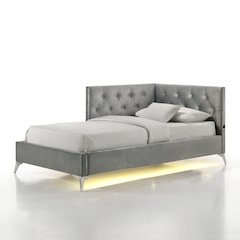 Juniper Twin UPH Corner Bed with LED and USB in Grey