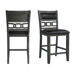 Taylor Counter Height Faux Leather Side Chair Set in Gray
