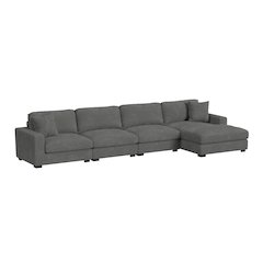 Mesa Modular 4PC Sectional Set with RHF Chaise in Steno Charcoal