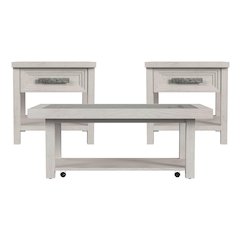 Avalanche 3PC Occasional Table Set in Antique White-Coffee Table & Two End Table