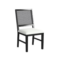 Grenada Dining Chair with White Fabric in Black