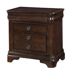 Elegant Wooden Nightstand with Drawer in Cherry Finish, Dark Wood Design