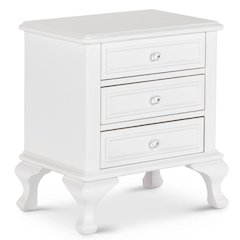 White Vintage 3-Drawer Nightstand with Acrylic Knobs