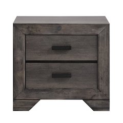 Gray Oak 2-Drawer Wooden Nightstand for Modern Bedroom Furniture