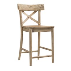 Beach Acacia Metal Counter Height Stool with Back