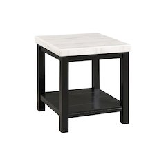 White Marble Square Console Table with Acacia Base for Living Room