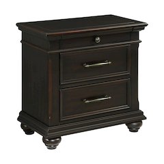 Black 3-Drawer Nightstand with USB Charging Ports