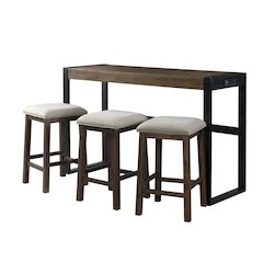 Brown Multipurpose Bar Table Set with Stools for Kitchen or Living Room