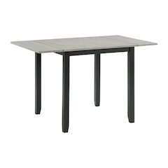 Compact Drop Leaf Dining Set with Table and Two Chairs in Gray Finish