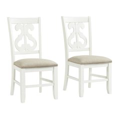 White Wooden Swirl Back Dining Chair Set
