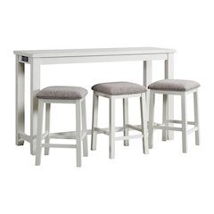 Bar Table and Chairs Set in White for Breakfast Nook or Living Areas