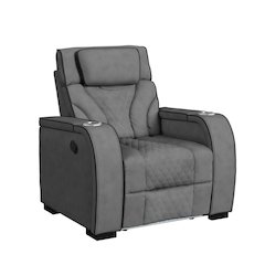 Tundra Motion Recliner with LED in Simba Slate and Black Welt
