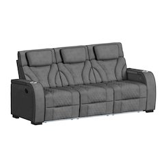 Tundra Motion Sofa with DDT, Reading Light, Wireless Charger Black Welt