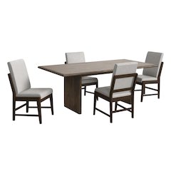Perth 5PC Standard Height Dining Set in Brown-Table and Four Fabric Chairs