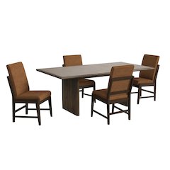 Perth 5PC Standard Height Dining Set in Brown-Table and Four PU Chairs