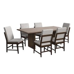 Perth 7PC Standard Height Dining Set in Brown-Table and Six Fabric Chairs
