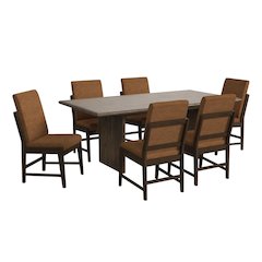 Perth 7PC Standard Height Dining Set in Brown-Table and Six PU Chairs