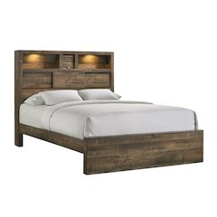 Beckett Queen Bookcase Panel Bed with Bluetooth