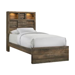 Beckett Twin Bookcase Panel Bed with Bluetooth