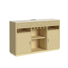 Cambria Buffet with LED and Power in Off-White and Natural