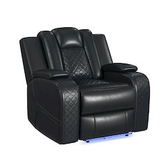 Amias Power Motion Recliner with Power Headrest, LED in Pebble Black