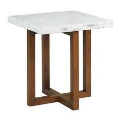 Meyers Marble Square End Table in White