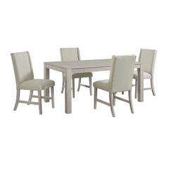 Holmes 5PC Standard Height Dining Set in White-Rectangular Table and Four Chairs