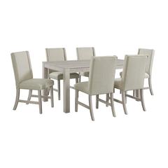 Holmes 7PC Standard Height Dining Set in White-Rectangular Table and Six Chairs