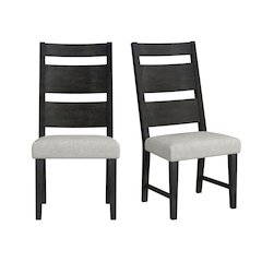 Rizzo Wood Back Dining Side Chair with Beige Linen in Dark Espresso (2 Per Cart)