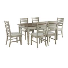 PC Standard Height Dining Set in Medium Brown and Table Six Chairs Four Chairs