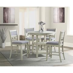 Picket House Furnishings Taylor Counter Height 5PC Dining Set-Table and Four Side Chairs in Bisque