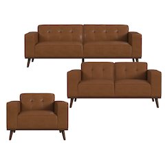 Destiny 3PC Living Room Set in Pebble Tan-Sofa, Loveseat & Chair