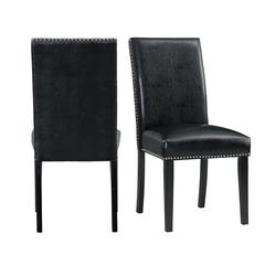 Pia Faux Leather Side Chair Set in Black